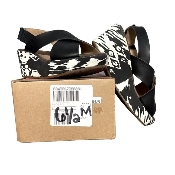 Clarks Collection Leather Heeled Wedge Sandal Valarie James SZ 6.5 Medium - Picture 1 of 8